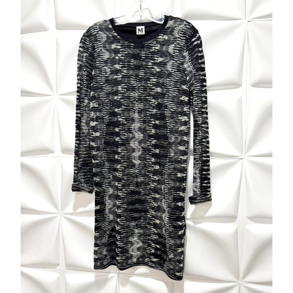 Missoni Sz L Black Sweater Shift Midi Dress